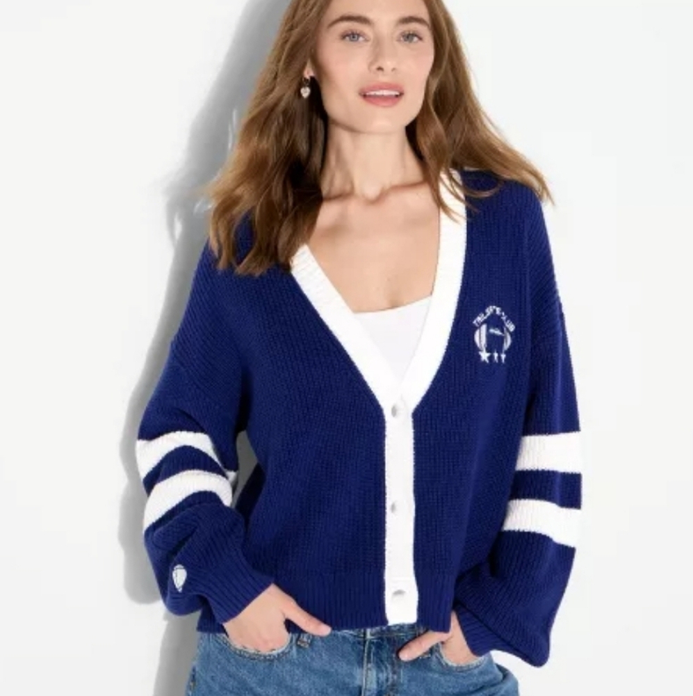 Game Day V-Neck Button-Front Knit Cardigan - Wild Fable Cotton Sweater Size L